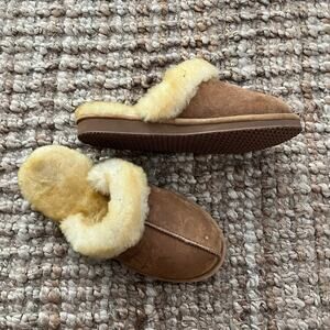 L.L.Bean Shearling Lined Slippers Brown Suede Women’s 8 NWOT